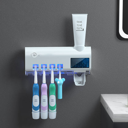 Wall-Mounted Automatic Toothbrush Sterilizer & Toothpaste Dispenser