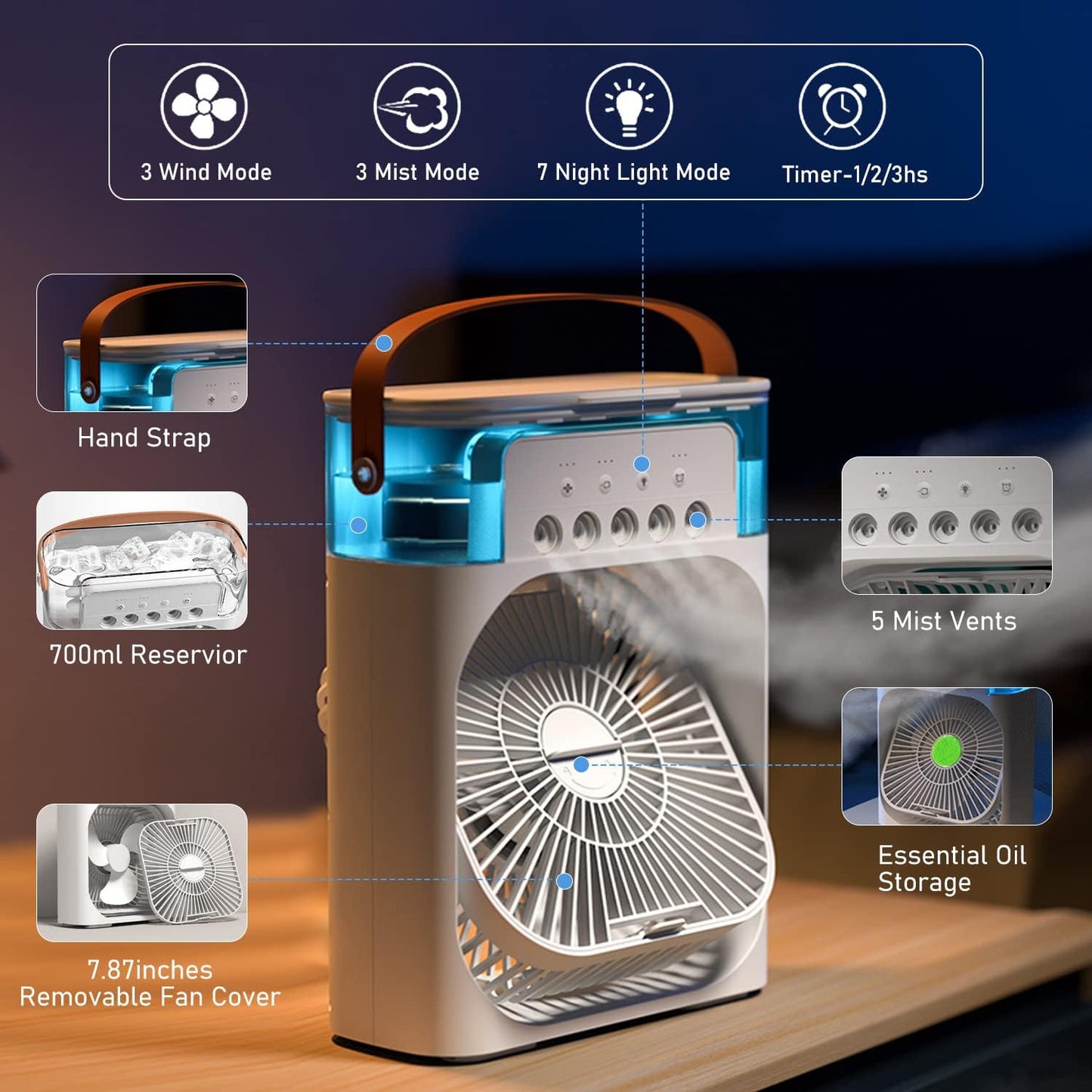 3-in-1 Ice Air Cooler & Humidifier